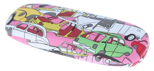 niedliches Brillenetui KIDDY - CAR  für Kinder mit Automotiven in Pink