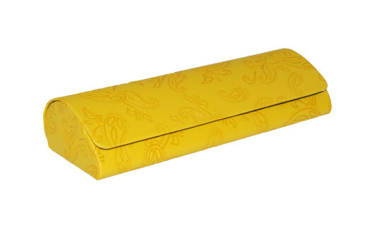 Hübsches Brillenetui SINFONIE - geprägtes Blumen-Design in Gelb