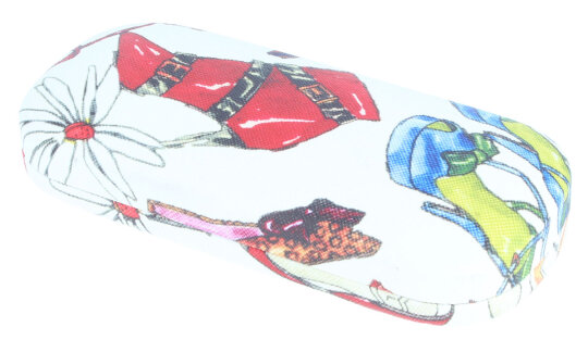 Hübsches Hartschalen - Brillenetui  "SHOES"  mit Metallscharnier in Weiß
