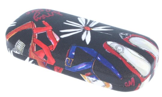 Stylisches Hartschalen - Brillenetui "SHOES"  mit Metallscharnier in schwarz