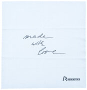 schönes Microfasertuch mit Schriftzug "made with love"