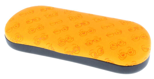 Lustiges Hartschalen-Brillenetui mit Prägung von Augen und Brille in Orange