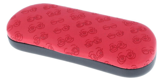 Lustiges Hartschalen-Brillenetui mit Prägung von Augen und Brille in Rot