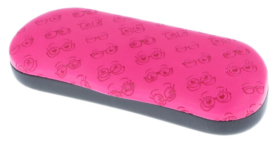 Lustiges Hartschalen-Brillenetui mit Prägung von Augen und Brille in Pink