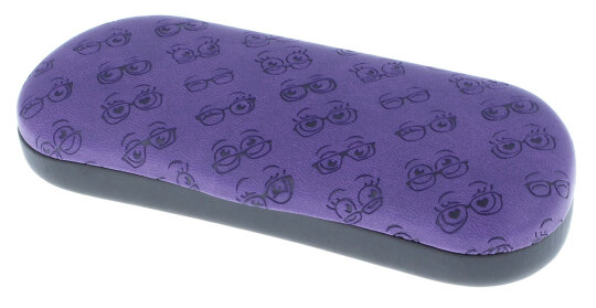 schönes Brillenetui mit Prägung - Augen + Brille - in lila