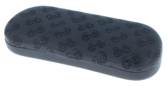 schönes Brillenetui mit Prägung - Augen + Brille - in schwarz