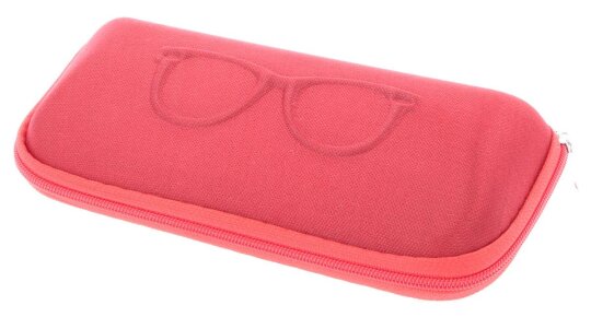 geräumiges Brillenetui mit eingearbeitetem Brillenmotiv in Rot