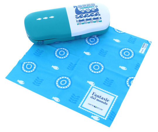 wunderschönes "Fantasie dal Mondo"-Brillenetui WIKING mit passendem Mikrofasertuch