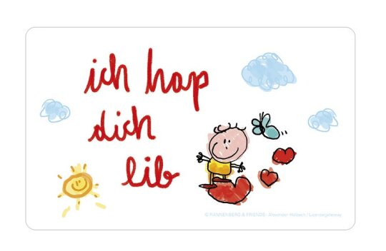 Robustes Schneidebrettchen / Frühstücksbrettchen Rannenberg & Friends "Ich hap dich lib"