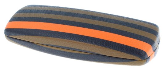 Streifen-Brillenetui "ALABAMA" in orange-braun-schwarz mit Metallscharnier