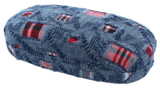 Großes Brillenetui mit echtem Stoff bezogen - FRIEDCHEN -  in Blau