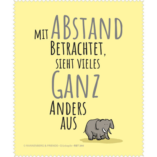 Microfasertuch / Brillenputztuch von Rannenberg & Friends "Mit Abstand"