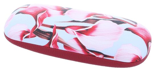 schönes Hartschalen-Blumen-Brillenetui LILIA mit Metallscharnier in rot