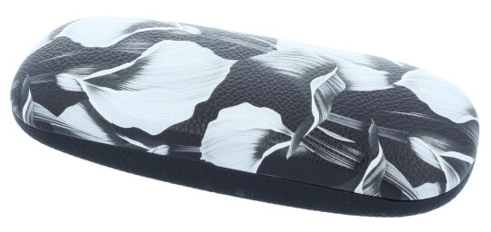 schönes Hartschalen-Blumen-Brillenetui LILIA mit Metallscharnier in schwarz