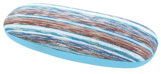harmonisches glänzendes Streifen-Brillenetui ESMERALDA mit Metallscharnier in türkis