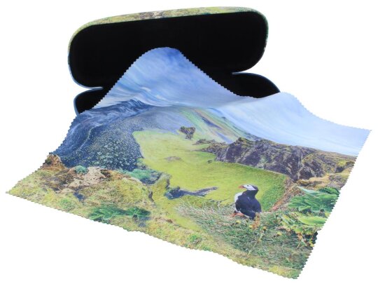 schönes Hartschalen-Motivetui mit passendem Microfasertuch "Meerblick"