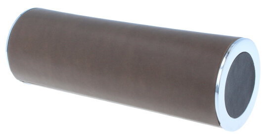 rundes, halbhartes Brillenetui LIVORNO mit Metallbeschlag in Braun