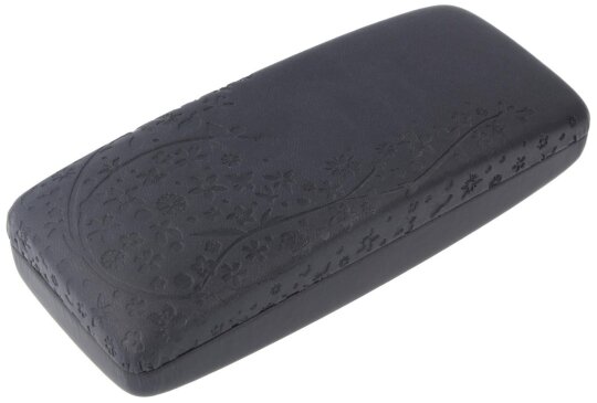 schönes Brillenetui "Mauritius Flower" mit Blumen-Prägung in schwarz B-WARE