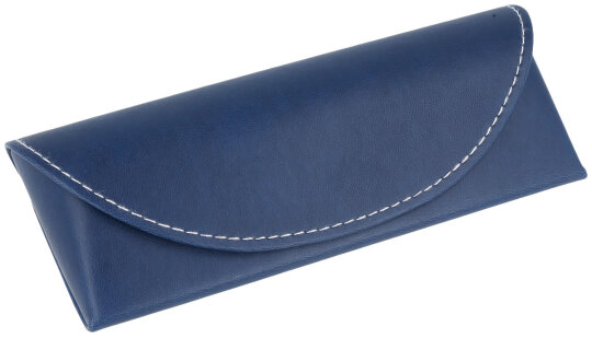 elegantes Taschen- / Brillenetui "MAUI Classy" aus Kunstleder mit Ziernaht in Blau