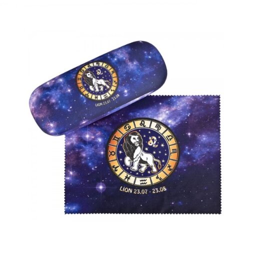 schönes Brillenetui mit Sternzeichen-Microfaserstoffbezug - LÖWE