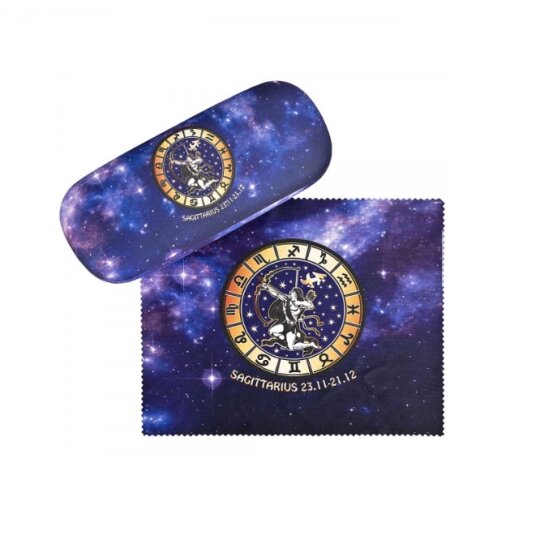 schönes Brillenetui mit Sternzeichen-Microfaserstoffbezug - SCHÜTZE