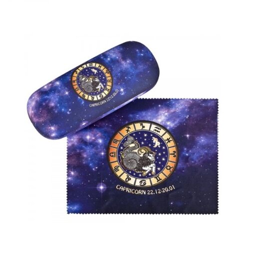 schönes Brillenetui mit Sternzeichen-Microfaserstoffbezug - STEINBOCK