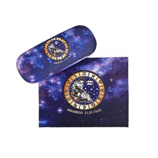 schönes Brillenetui mit Sternzeichen-Microfaserstoffbezug - WASSERMANN