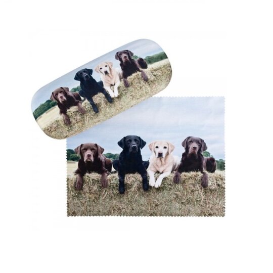niedliches Brillenetui mit weichem Microfaserbezug und Microfasertuch - LABRADOR