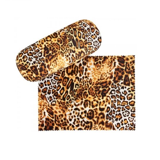 gemustertes Brillenetui mit weichem Microfaserbezug und passendem Tuch - LEO