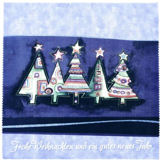 Microfasertuch Motiv "Weihnachtsbäume blau"