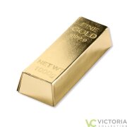 Extravagantes halbhartes Brillenetui -Brick- in Goldbarren-Optik mit Prägung