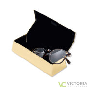 Extravagantes halbhartes Brillenetui -Brick- in Goldbarren-Optik mit Prägung