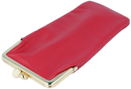 Wundervolles Brillenetui mit Schnappverschluss aus hochwertigem Leder in Rubin - TINA