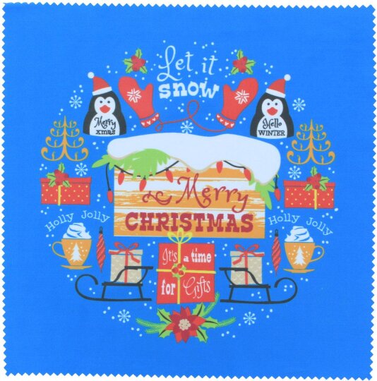 Microfasertuch "Let it snow" in 20x20cm | Brillenputztuch aus Microfaser zu Weihnachten
