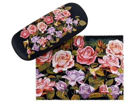 edles Hartschalenetui mit Microfaserbezug und passendem Tuch