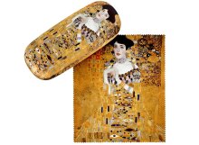 kunstvolles Brillenetui von Gustav Klimt ADELE mit Microfaserbezug und passendem Tuch