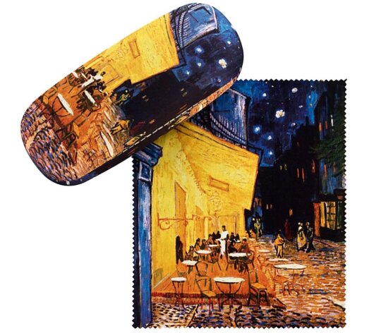 künstlerisches Brillenetui mit Microfaserbezug und Tuch -  Vincent van Gogh: Nachtcafé