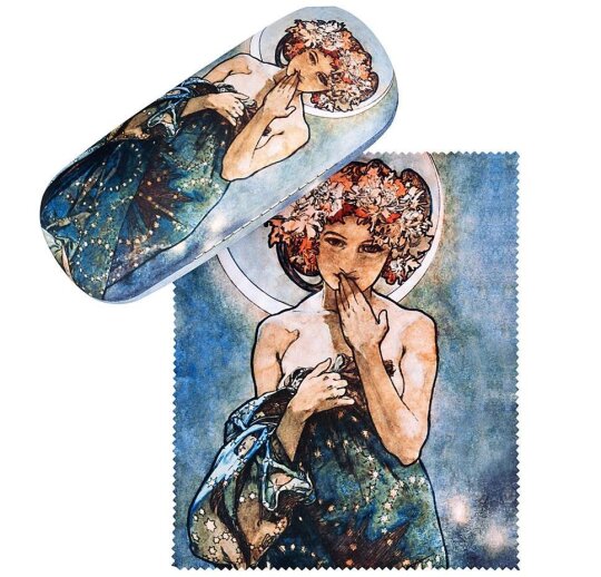bezauberndes Hartschalen-Brillenetui mit Microfaserbezug | Alfons Maria Mucha : DER MOND
