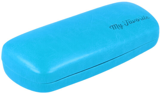 schönes Hartschalen-Etui mit Struktur-Kunstlederbezug - "MY FAVORITE" in Türkis