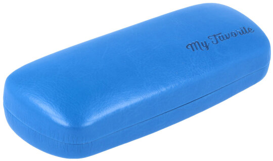 schönes Hartschalen-Etui mit Struktur-Kunstlederbezug - "MY FAVORITE" in Blau