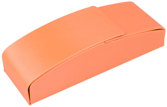 elegantes Einsteck-Brillenetui mit schönem Silkybezug  in Orange und Magnetverschluss