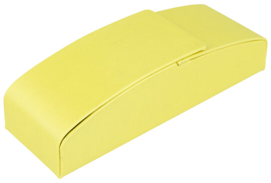 elegantles Einsteck-Brillenetui mit schönem Silkybezug in Gelb und Magnetverschluss