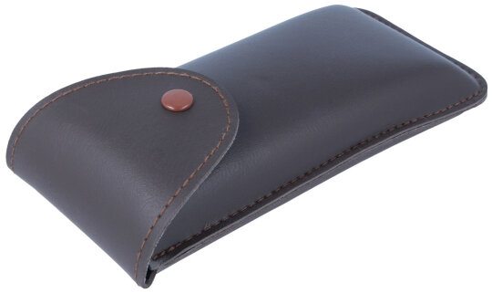 Kunstleder Einstecketui mit Überschlag und Clip in Braun