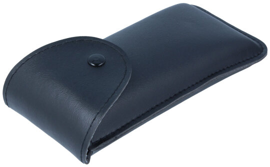 Großes Einsteck-Brillenetui mit Überschlag und Clip in Schwarz