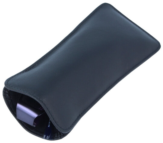 schlichtes Stecketui aus Echtleder mit Einfachnaht |  MERIVA in Schwarz