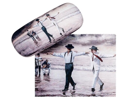 wunderschönes Brillenetui mit Microfaserbezug und Motiv - Theo Michael: Sirtaki