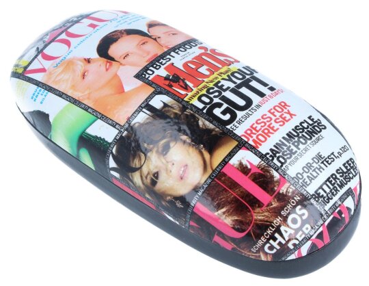 Modernes Brillenetui "PromiNews" mit Metallscharnier für große Brillen / Sonnenbrillen in rot