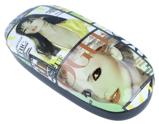 Modernes Brillenetui mit Metallscharnier für große Brillen/Sonnenbrillen in Grün