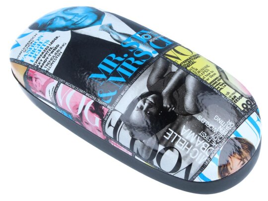 Modernes Brillenetui mit Metallscharnier für große Brillen/Sonnenbrillen in Blau