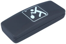 Schwarzes Hartschalen-Brillenetui mit Badminton-Symbol...